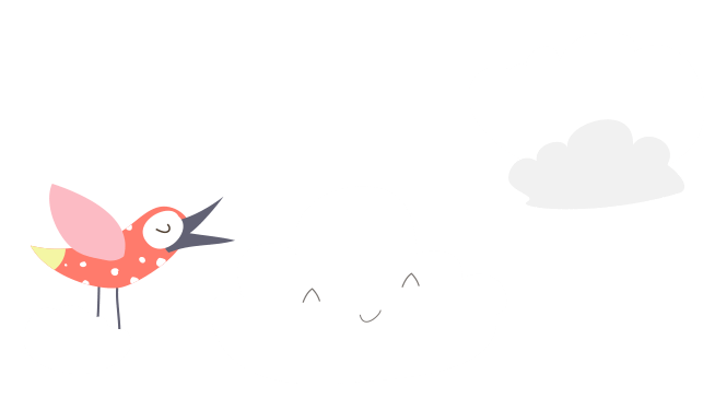 Clouds and white bird illustration