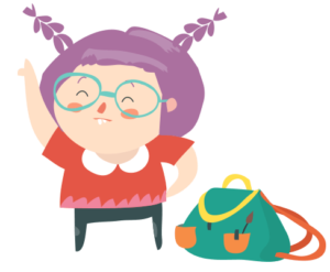 Child holding a money bag illustration